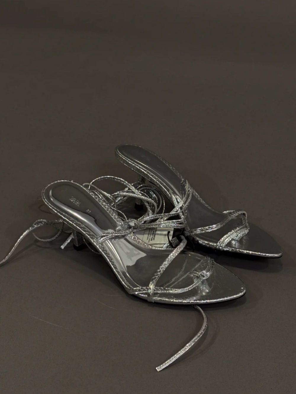ZARA SILVER STRAPPY HEELS